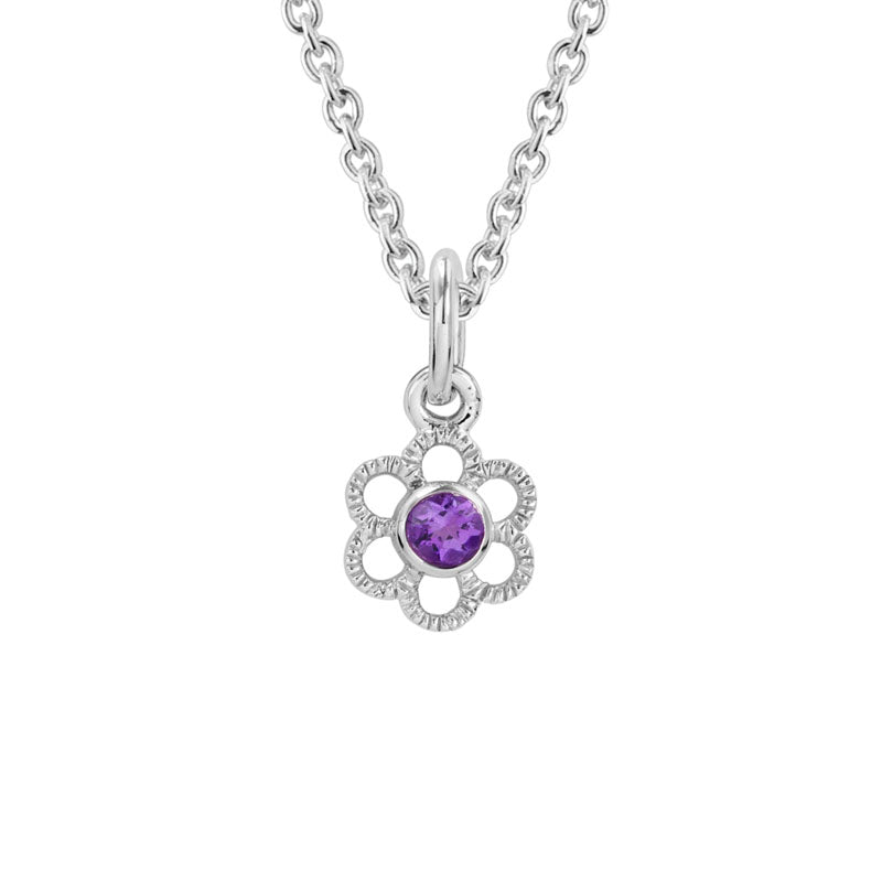 Flower Child Sterling Silver Amethyst Pendant Necklace: Unique Shape and Vibrant Energy