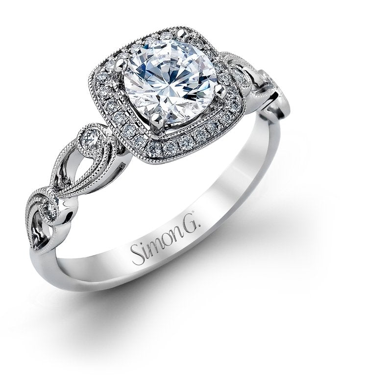 Platinum Milgrain Filigree Engagement Mounting with Cubic Zirconia Brilliance