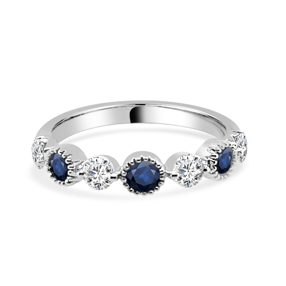 14K White Gold Blue Sapphire Ring - 0.398 ct
