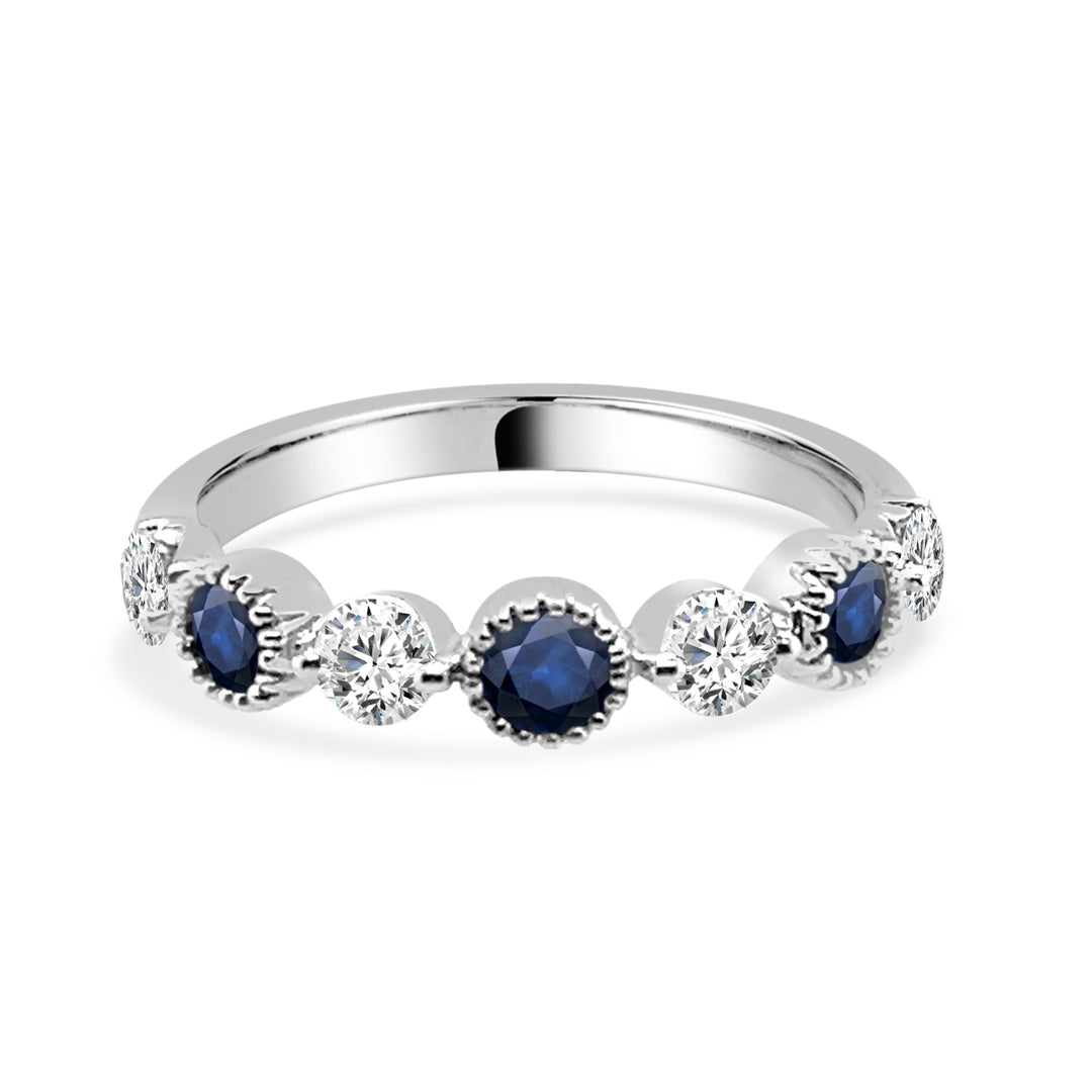 Sapphire Sparkle: 14 Karat White Gold Ring with Blue Sapphire