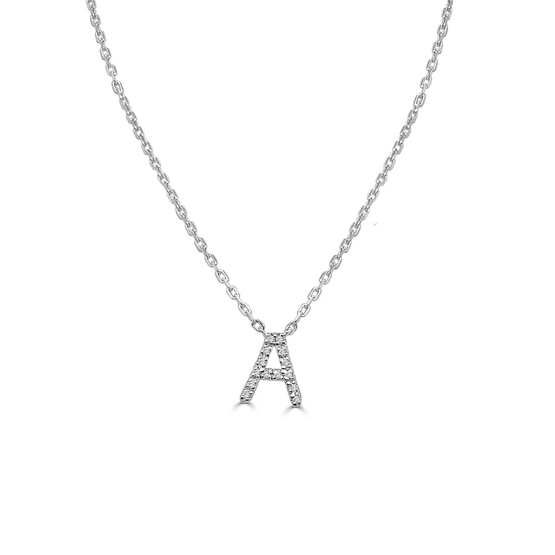 Sterling Silver Diamond Initial A Necklace with Natural Diamond (0.04ct)
