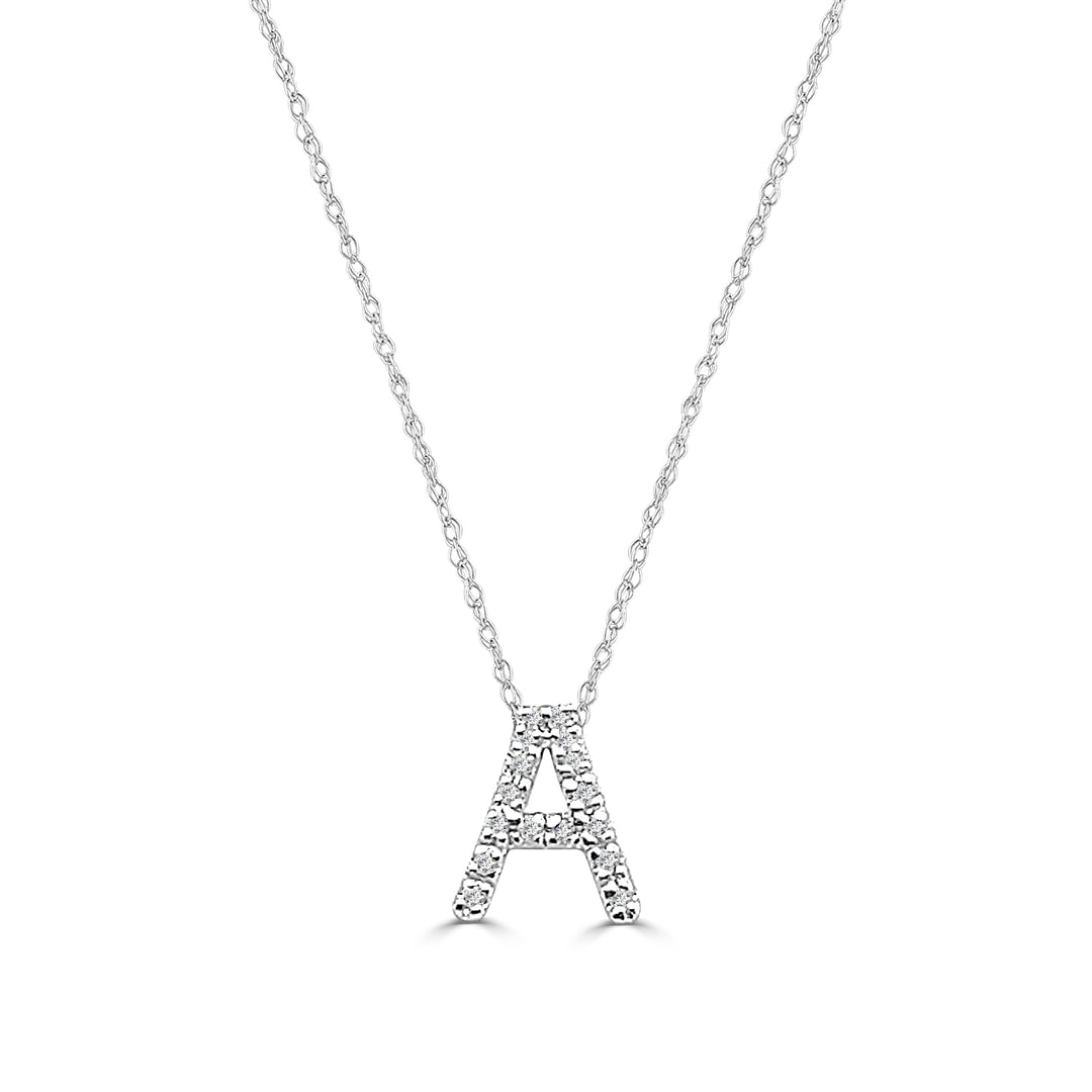 Dazzling Elegance: Sterling Silver Diamond Initial A Necklace with Natural Diamond Accents