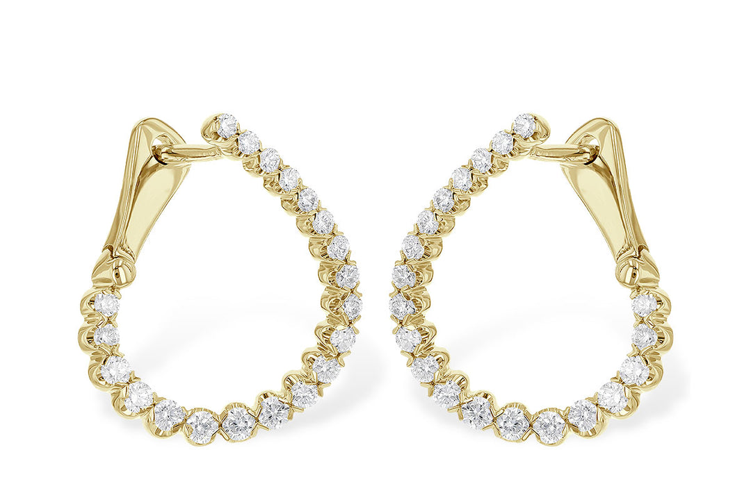 Teardrop Diamond Earrings in 14 Karat Yellow Gold - 0.50 Carat Natural Diamond