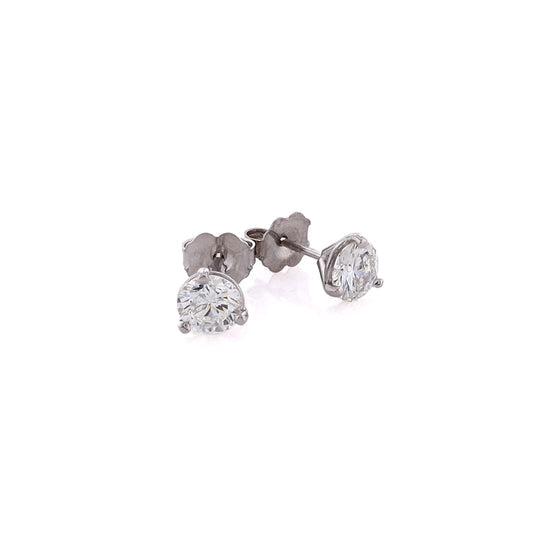 14K White Gold Natural Diamond Solitaire Studs - 0.46 Carat