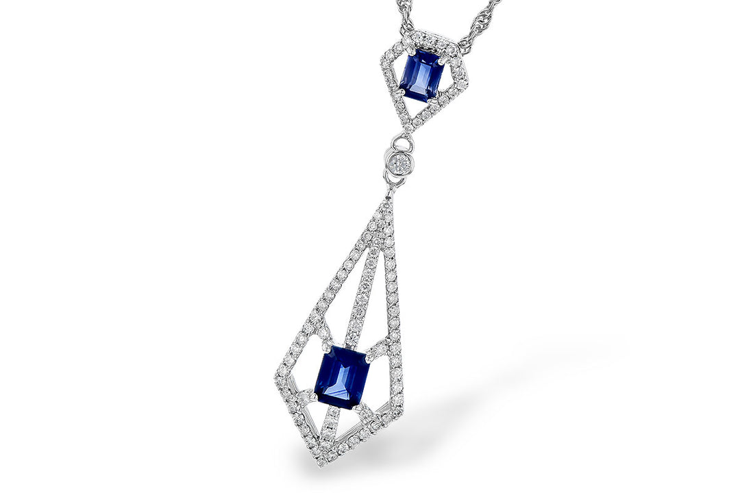 Exquisite 14 Karat White Gold Necklace with Brilliant Blue Sapphire