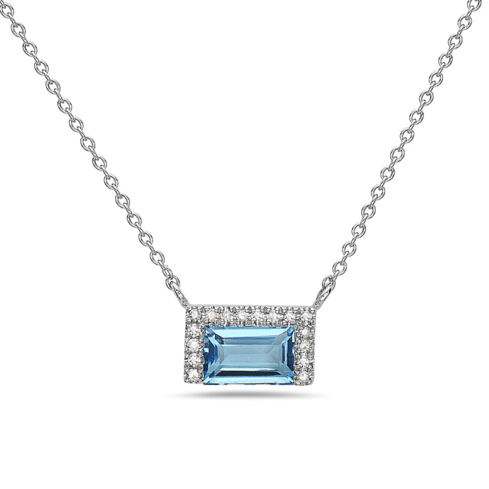 14 Karat Yellow Gold Necklace with Blue Topaz Gemstone