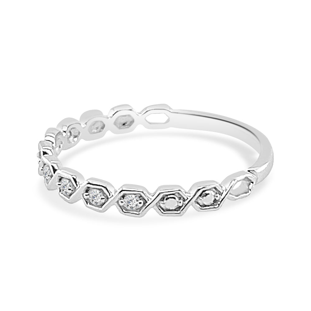 Dainty Diamond Wedding Band in 10 Karat White Gold - 0.08 Carat Natural Diamond Accent