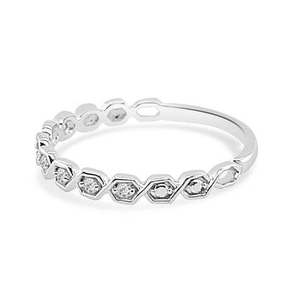 Dainty Diamond Wedding Band in 10 Karat White Gold - 0.08 Carat Natural Diamond Accent