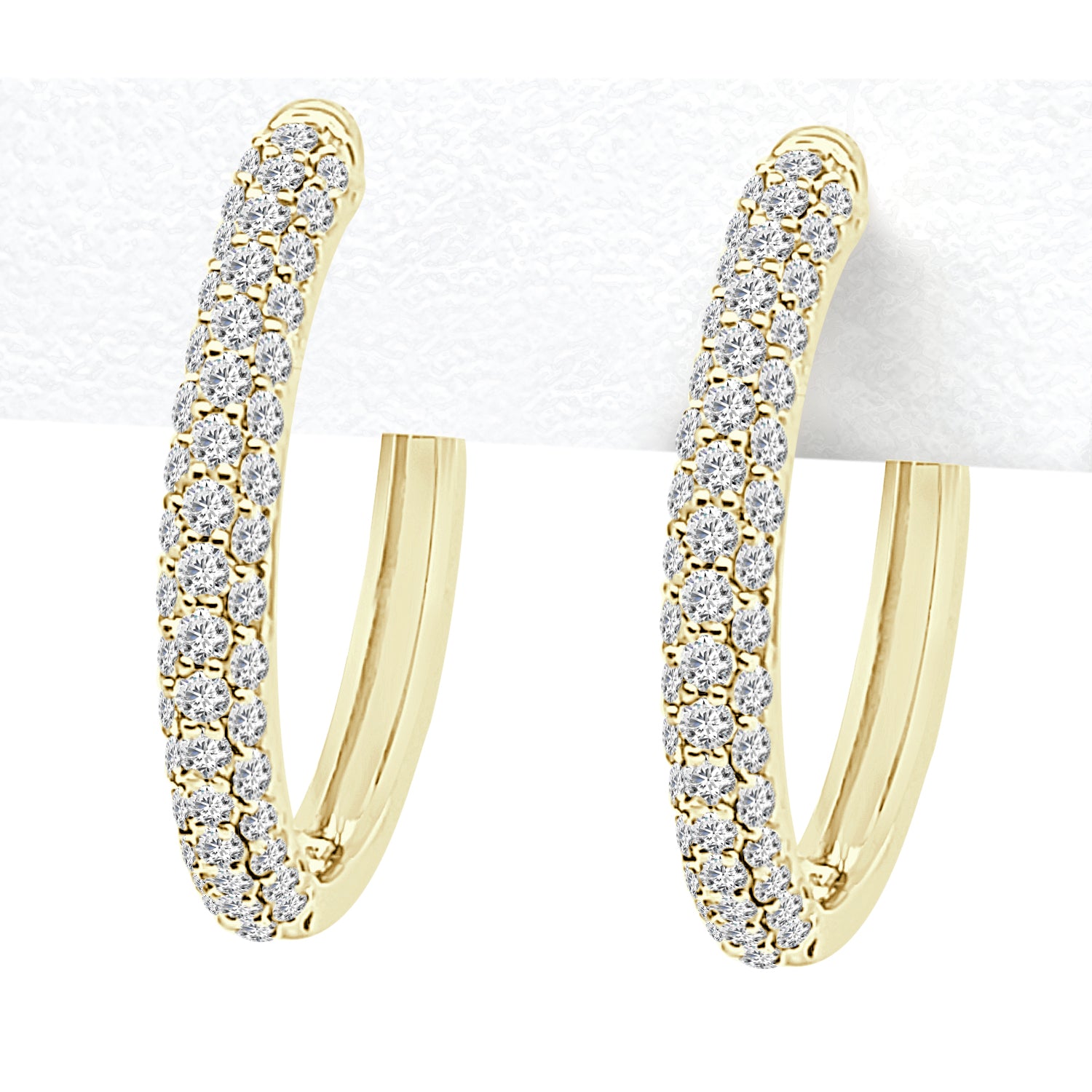Medium Pave 14K Yellow Gold Earrings with 1.03ct Natural Diamond