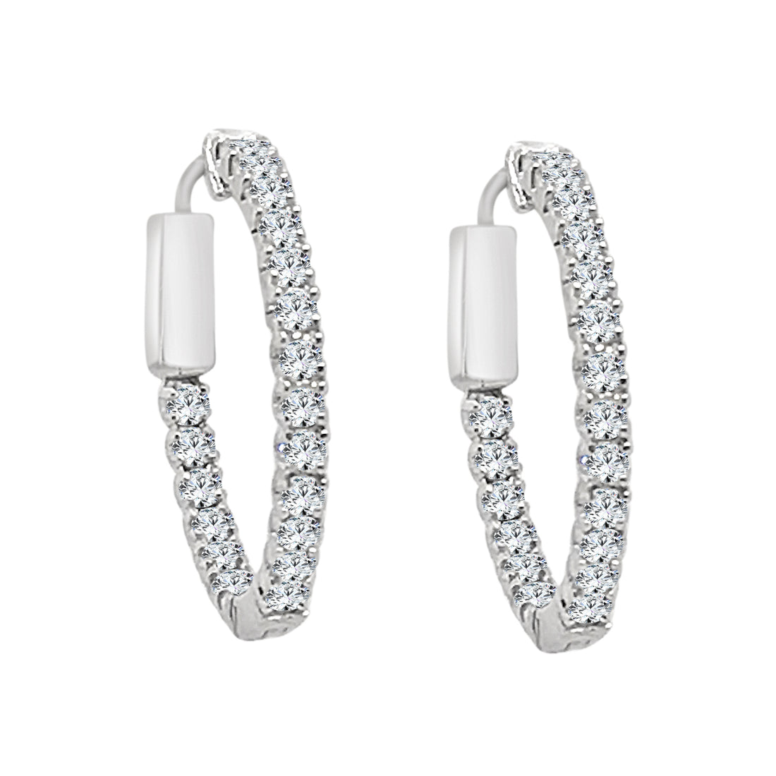 14 Karat White Gold Inside Out Earrings with Natural 0.75 Carat Diamond
