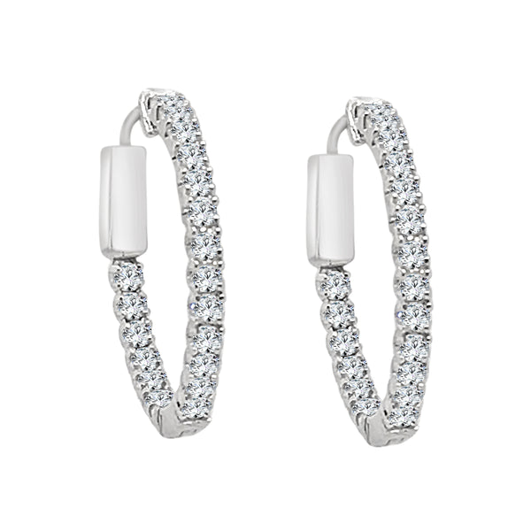 0.75 Carat Natural Diamond Inside Out Earrings in 14 Karat White Gold