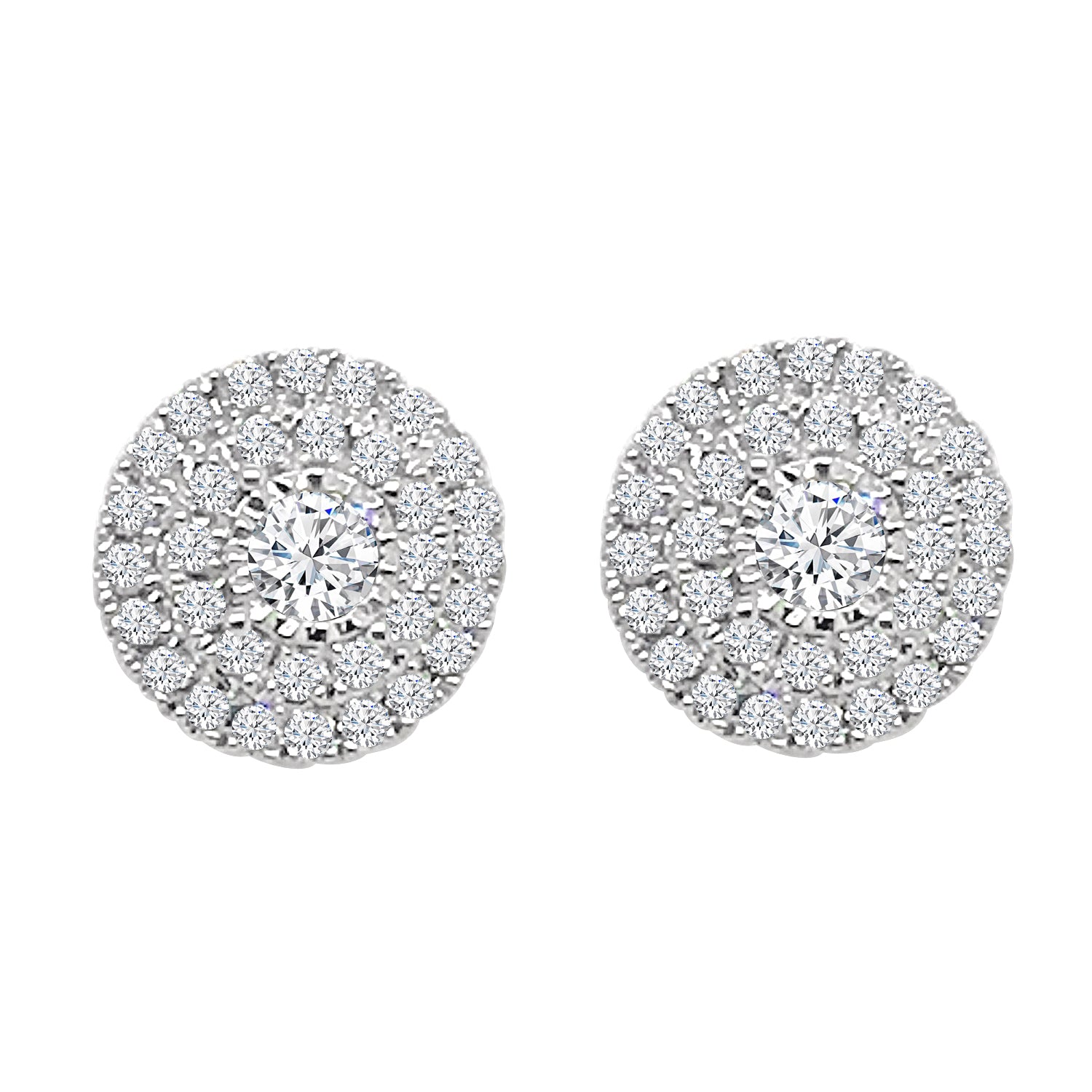 Sparkling Beauty: 0.75 Carat Natural Diamond Illusion Double Halo Earrings in 10 Karat White Gold