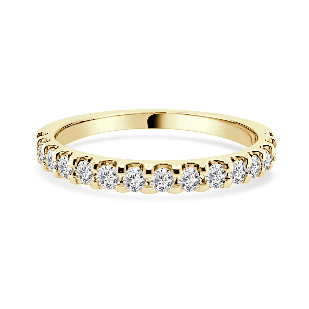 14K Yellow Gold Wedding Band with Natural Diamond Accent