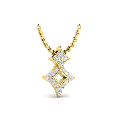 Petite Double Star Diamond Necklace in 14K Yellow Gold - 0.15 ct