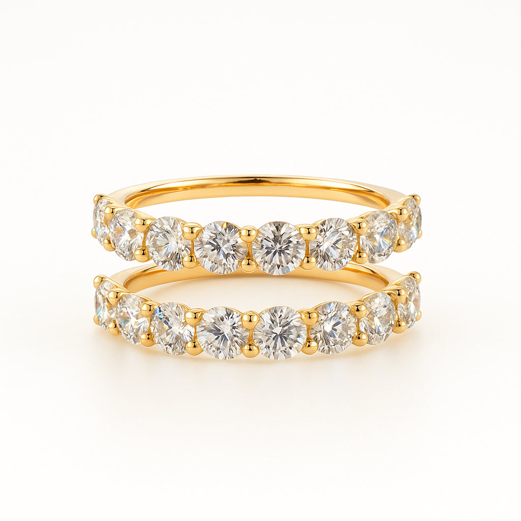 Christmas Sparkle: 14 Karat Yellow Gold Bubble Wedding Band with 1.62 Lab Diamond, Round Shape