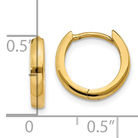 14 Karat Yellow Gold Hinged Huggie Hoop Earrings
