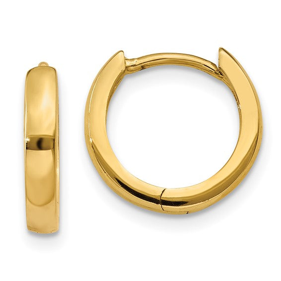 14 Karat Yellow Gold Hinged Huggie Hoop Earrings