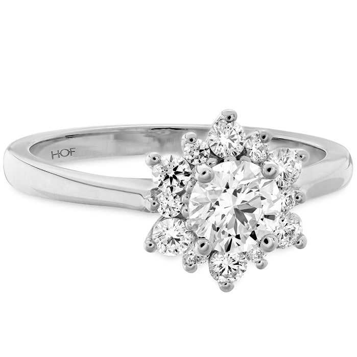 Dazzling Lady Di Engagement Mounting in 18 Karat White Gold with Cubic Zirconia