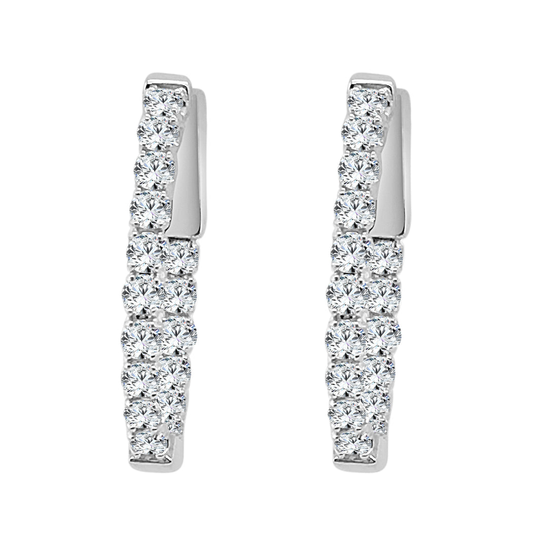 Oval Inside Out 1.50 ct Natural Diamond Earrings in 14K White Gold