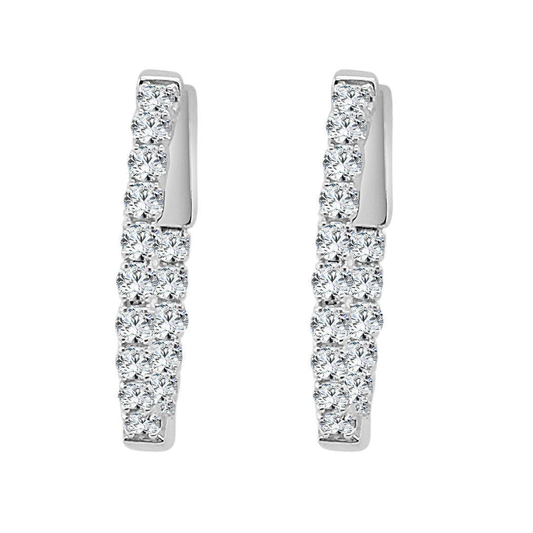 14 Karat White Gold Oval Inside Out Diamond Earrings