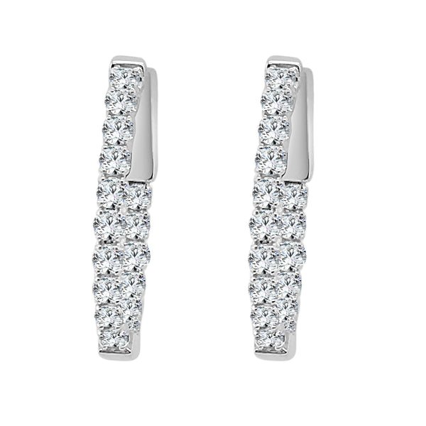 1.50 ct Natural Diamond Oval Inside Out Earrings in 14K White Gold
