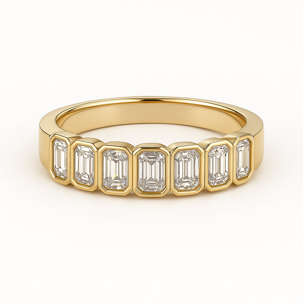 14K Yellow Gold 5 Stone Baguette Diamond Ring - 0.99 Carat Natural Baguette Shape