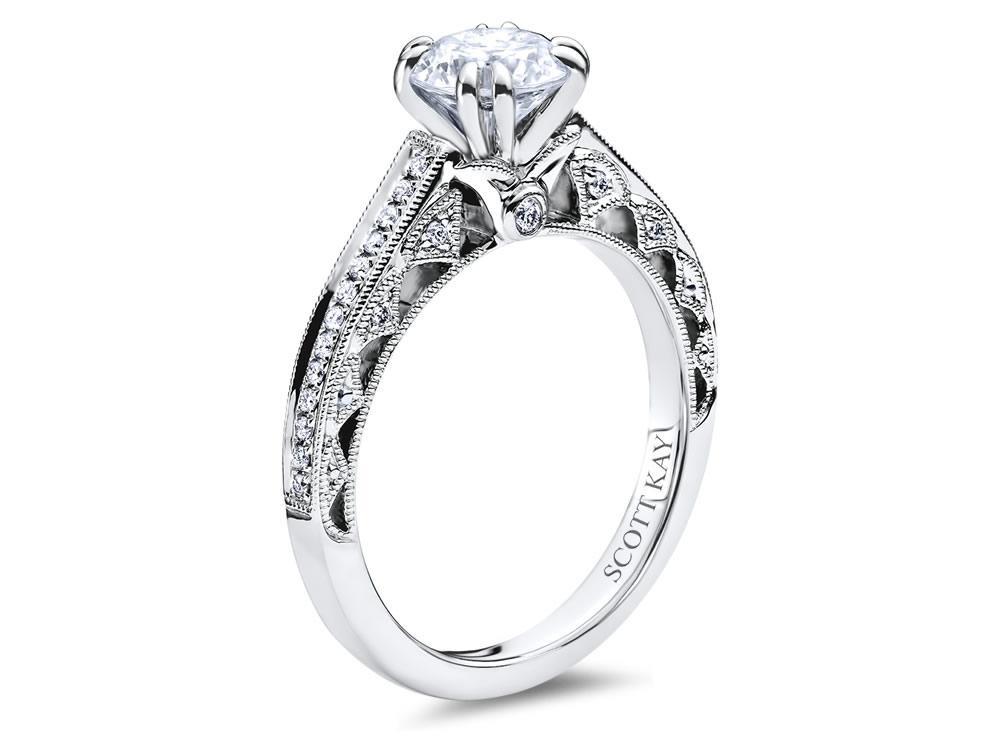 Exquisite Milgrain 14K White Gold Engagement Mounting