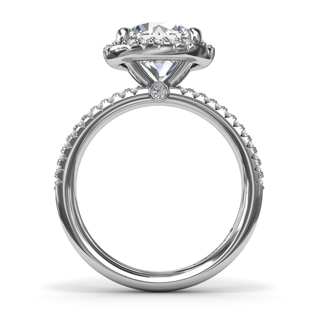 Dazzling Double Row Round Engagement Mounting in 14 Karat White Gold with Cubic Zirconia