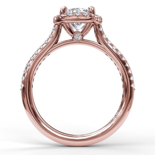 Rose Gold Cubic Zirconia Engagement Mounting in 14 Karat Rose Gold