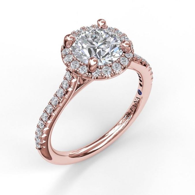 Rose Gold Cubic Zirconia Engagement Mounting in 14 Karat Rose Gold