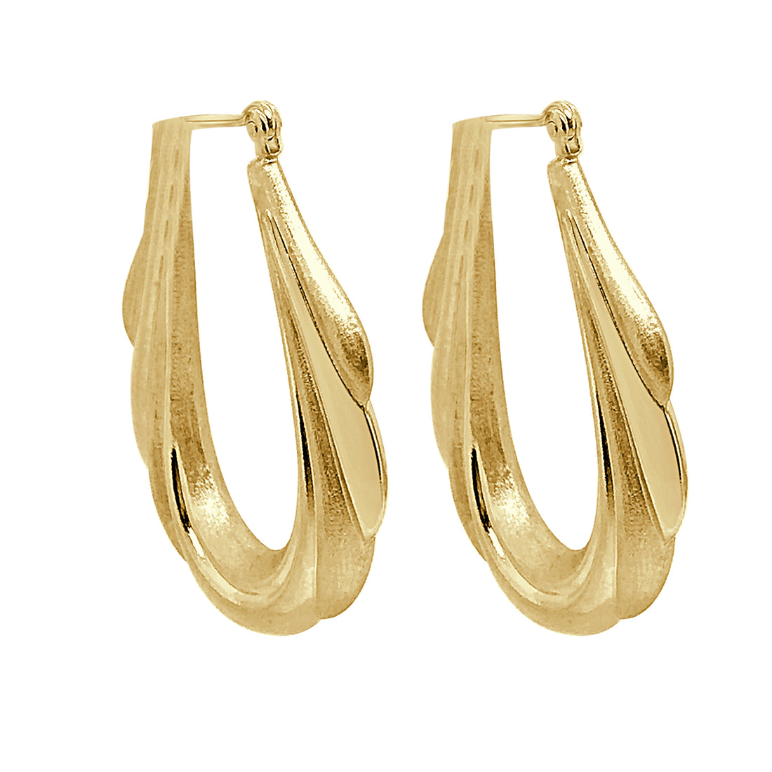 Draped Hollow 14 Karat Yellow Gold Earrings