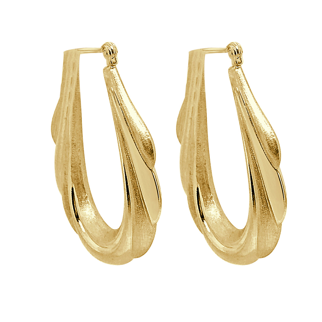 14 Karat Yellow Gold Draped Hollow Earrings