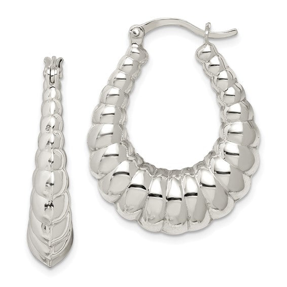 Polished Shrimp Oval Sterling Silver Earrings