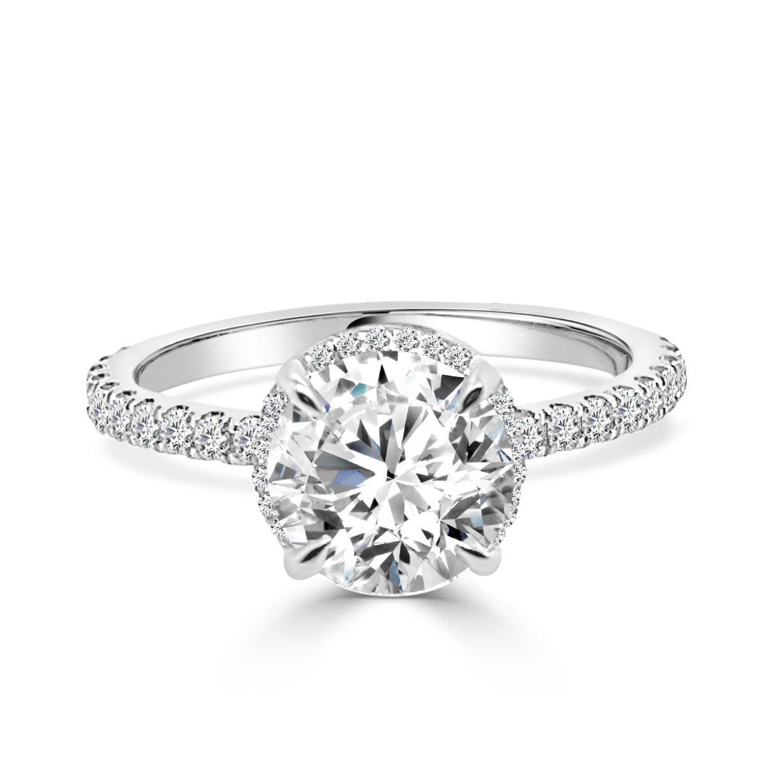 14 Karat White Gold Round Shape Lab Diamond 2.00 ct Engagement Ring