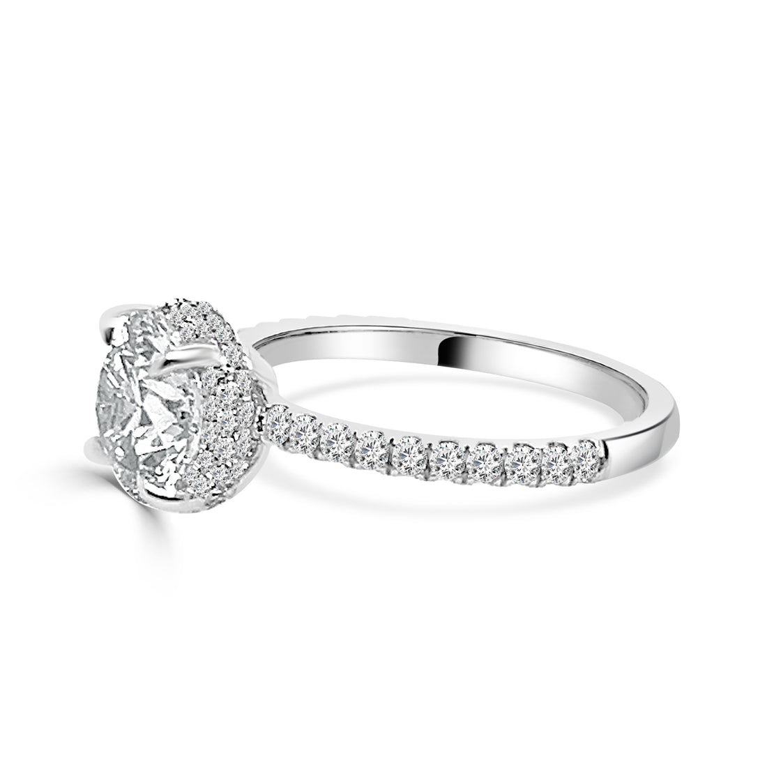 14 Karat White Gold Round Shape Lab Diamond 2.00 ct Engagement Ring