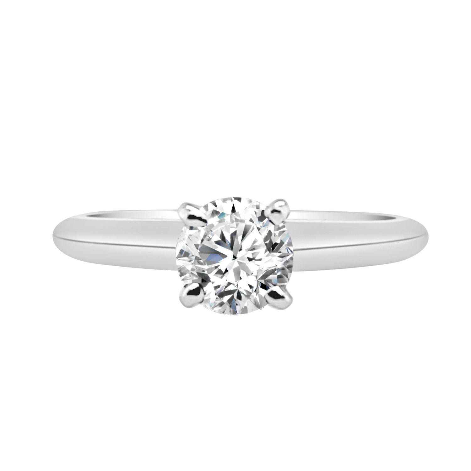 14 Karat White Gold Round Shape Lab Diamond Engagement Ring - 0.50 Carat