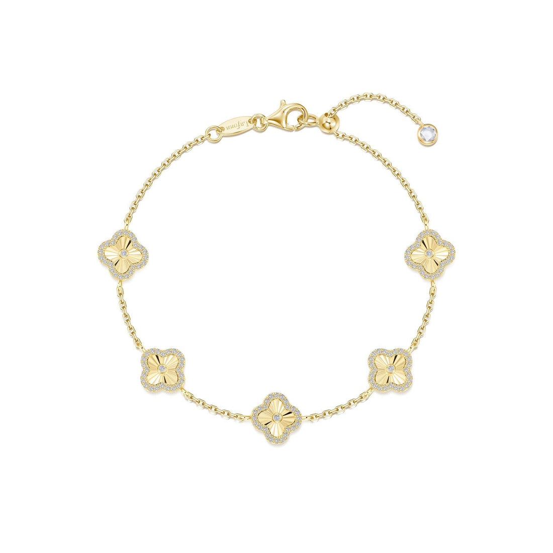 Lassaire Clover Charm Bracelet in Gold Plated Sterling Silver