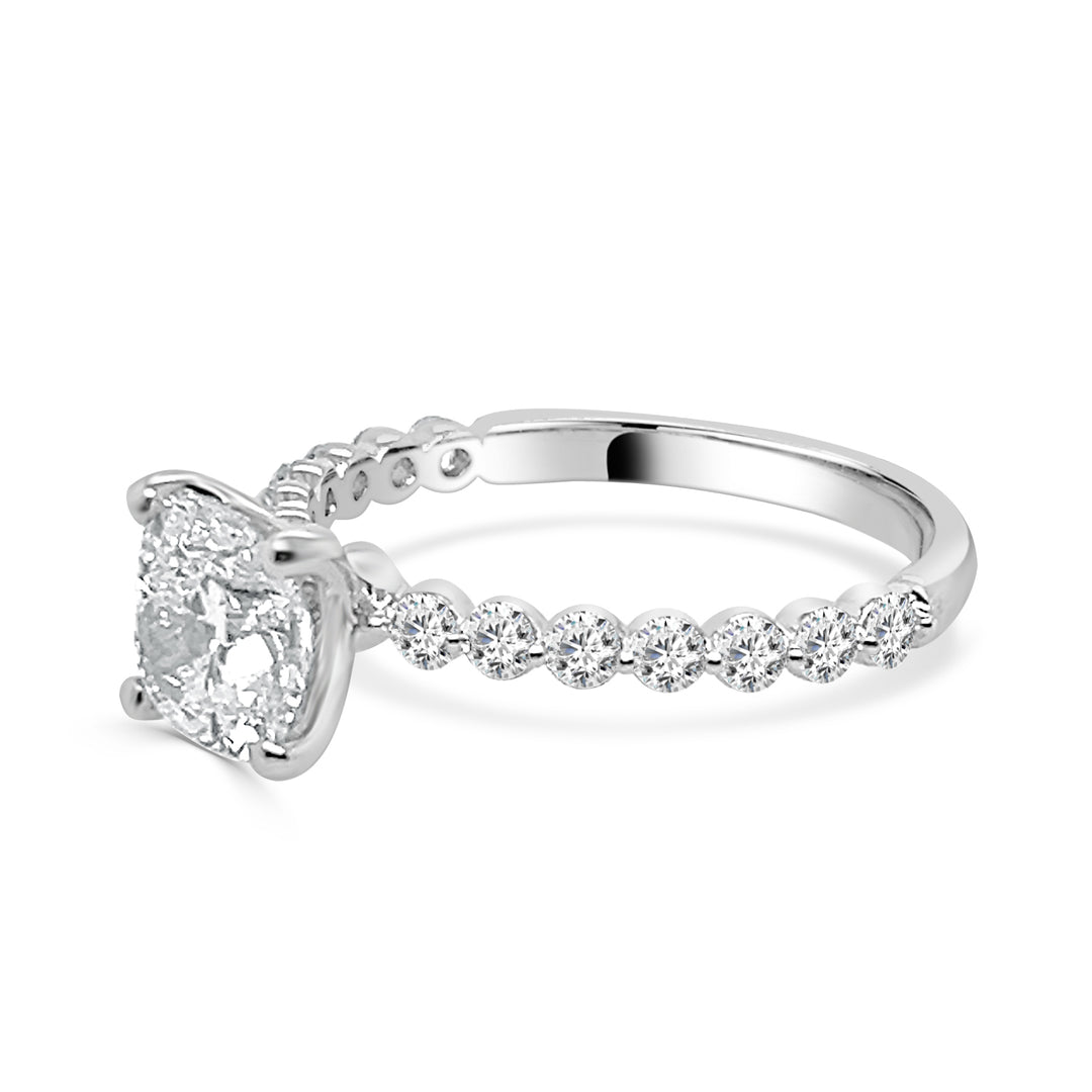 Dazzling Love: 14 Karat White Gold Cushion Shape Lab Diamond Engagement Ring