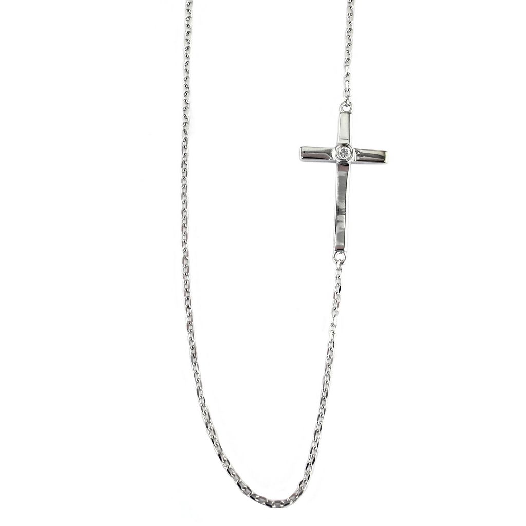 Polished Sterling Silver Necklace with Natural Diamond Accent (0.04 ct)