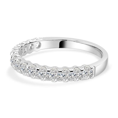 Fancy Oval Shape Ladies Wedding Band in 14 Karat White Gold with Natural 0.70 Carat Diamond