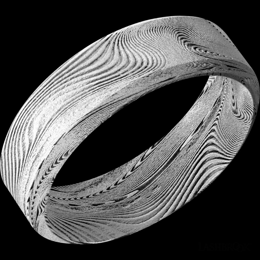 Bvld Bead Finish Tightweave Wedding Band in Damascus Steel - Size 10