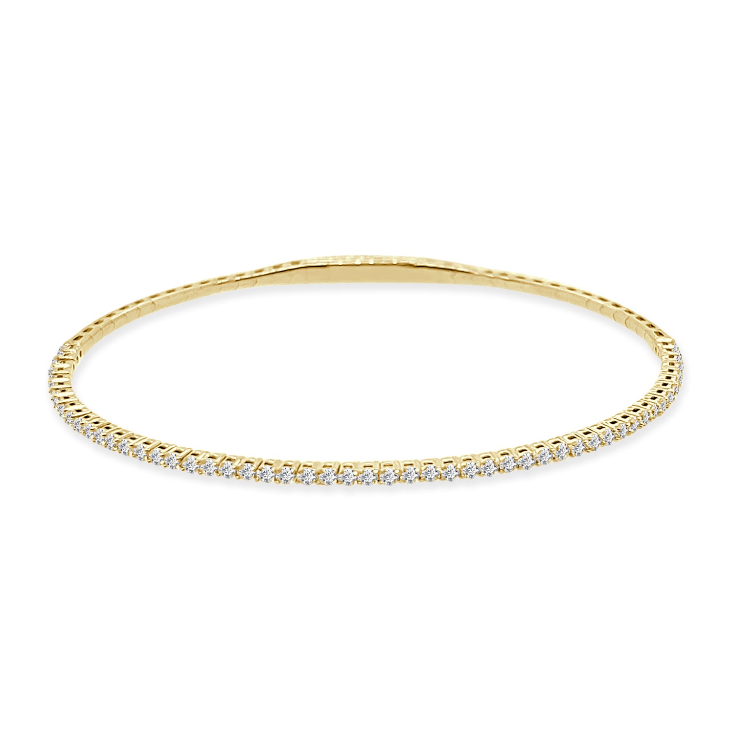 Sparkling Brilliance: 14 Karat Yellow Gold Bangle with 1.00 Carat Lab Diamond