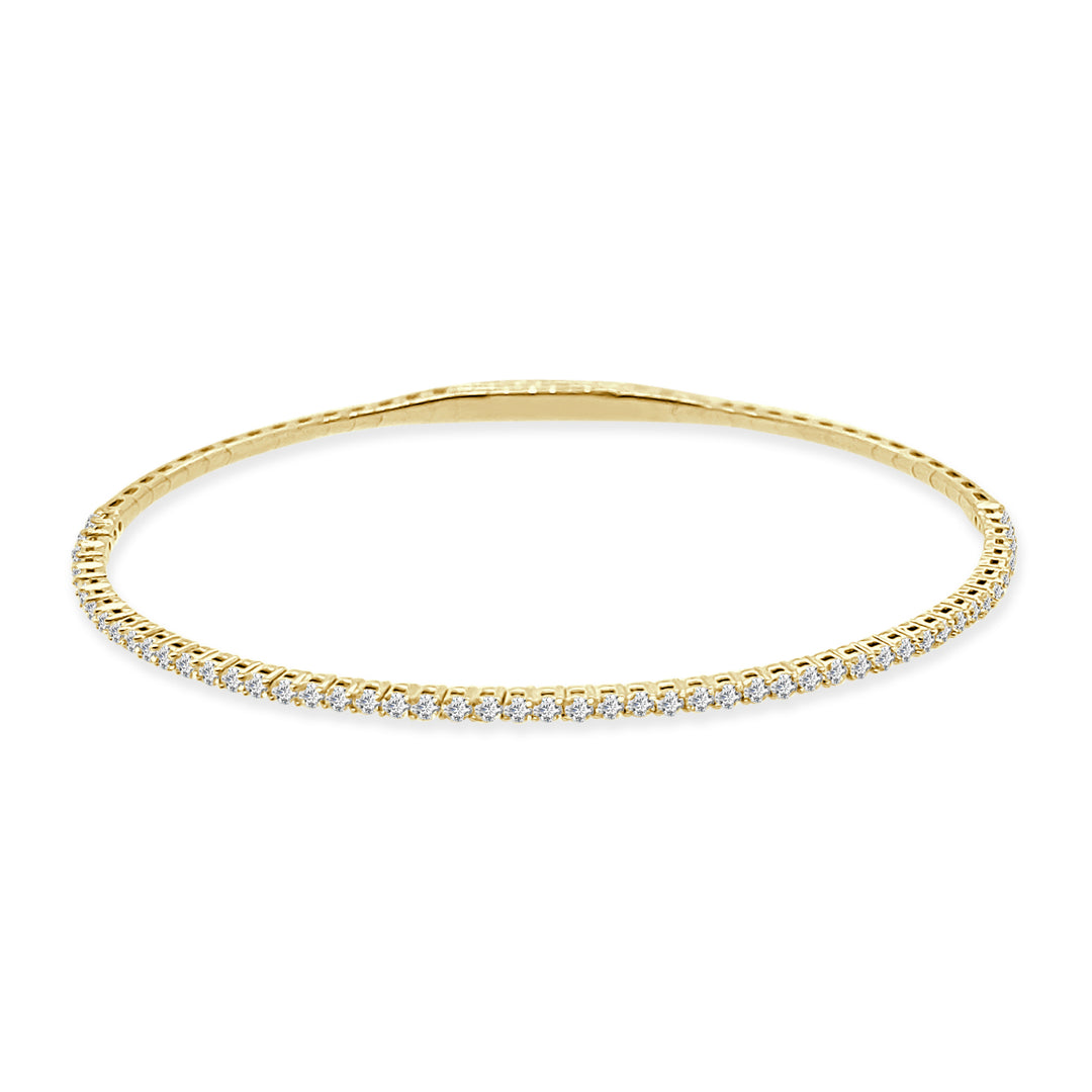 Stunning 14 Karat Yellow Gold Bangle with Lab Diamond Accents