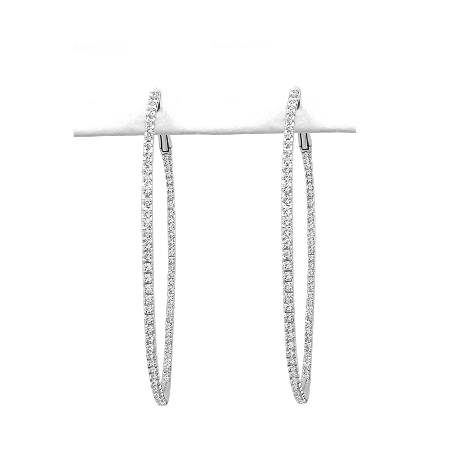 Exquisite Round 0.99ct Natural Diamond Platinum Earrings - Shared Prong Plat Diamond Hoops