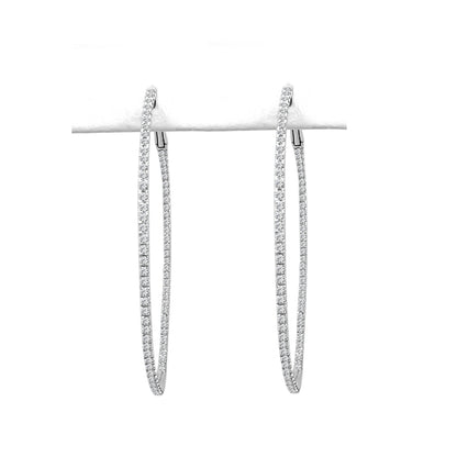 Exquisite Round 0.99ct Natural Diamond Platinum Earrings - Shared Prong Plat Diamond Hoops