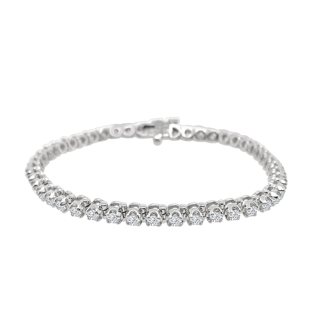 Stunning 2.95 Carat Natural Diamond Bracelet in 14 Karat White Gold