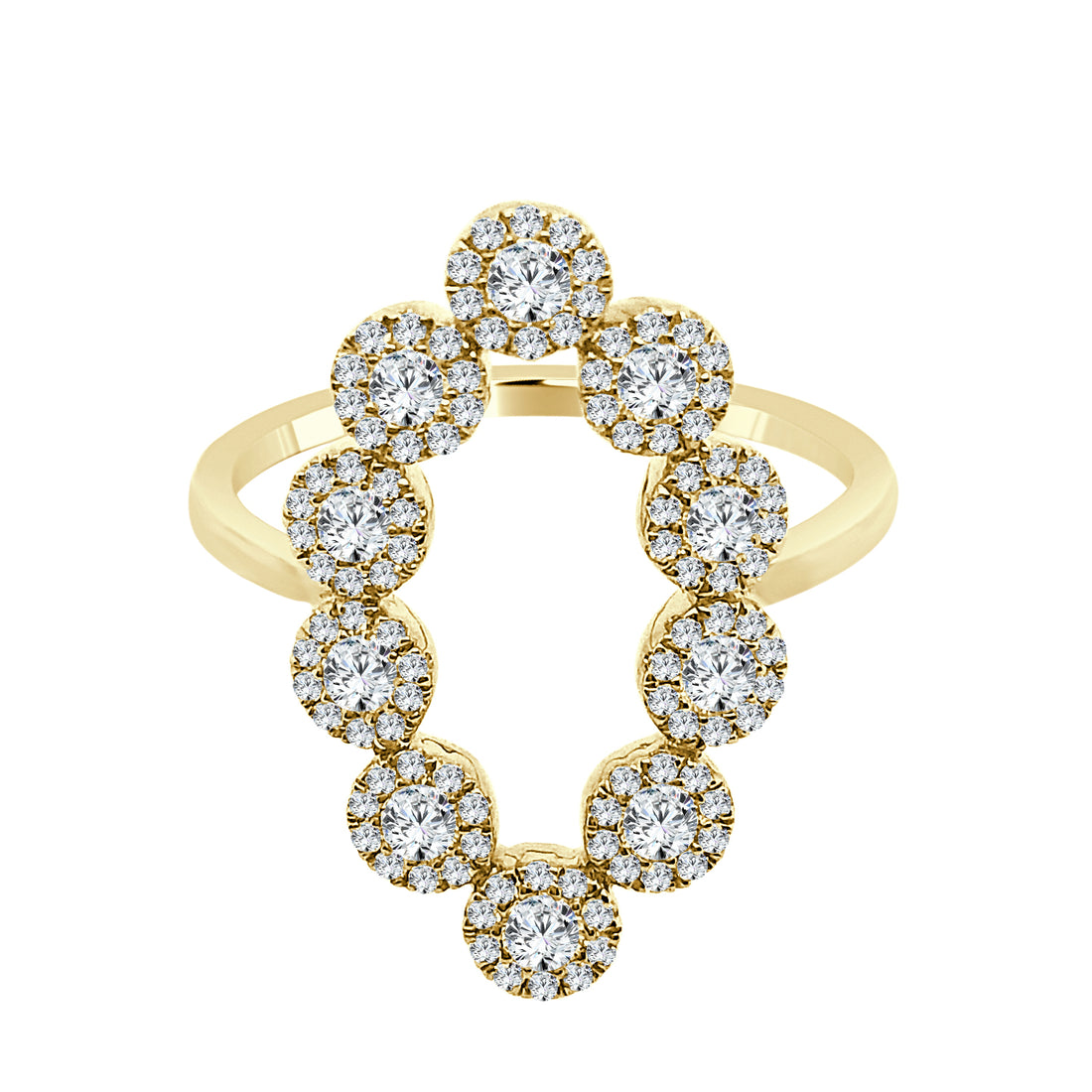 14 Karat Yellow Gold Marquise Shape Open Ring with 0.72 Carat Natural Diamond