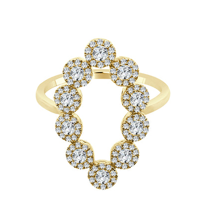 Marquise Open Design 14K Yellow Gold Ring with 0.72 ct Natural Diamond