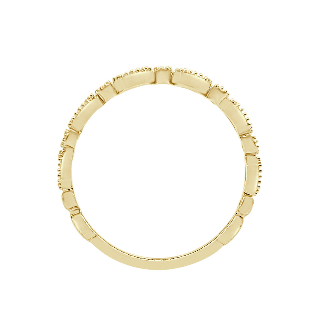 18K Yellow Gold Natural Diamond Wedding Band with Rd/Hex Milgrain Detail - 0.09 Carat