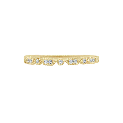 18K Yellow Gold Wedding Band with Milgrain Detail and 0.09ct Natural Diamond